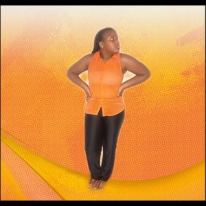 Orange button down shirt